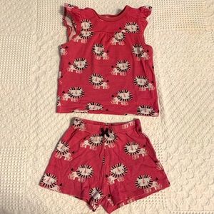 Cute, pink, cotton tshirt and shorts set